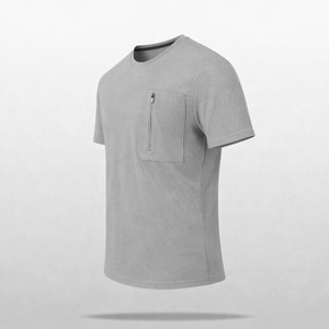 Camiseta Henley de Manga Corta para Hombre, Color Azul Claro, Tejido de Punto, Ecológica, Corte Holgado, Casual, Cuello Redondo, 100% Algodón, Logotipo Frontal - Product Image 4