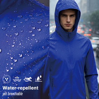 Veste imperméable à capuche pour homme et femme, texture quadrillée, protection solaire, légère, pliable, coupe-vent, pour activités de plein air
