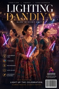 Fancy Multi Color LED Lighting Dandiya Stick <b>Auto</b> On/Off USB Rechargeable <b>Battery</b> Silk Tassel Decoration Durable Safe Reusable - Product Image 3