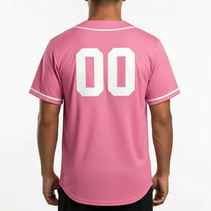 Camiseta de Béisbol Rosa Personalizada con Botones, Uniforme de Equipo con Logotipo Personalizado, Fabricante de Ropa Deportiva - Product Image 3
