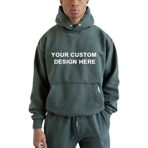 Sweat à capuche personnalisé avec logo, en molleton de coton et polyester, coupe oversize à épaules tombantes, broderie effet vieilli, 100% coton French Terry - Product Image 5