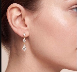Impresionantes Pendientes de Oro Rosa de 9K con Tres Diamantes Cultivados en Laboratorio con Corte en Forma de Cometa, 7.19 CTW - Product Image 5