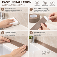 Bande d'étanchéité en PVC marron pour comptoir, 50 mm x 3,5 m, bande de calfeutrage pour évier de cuisine et salle de bain