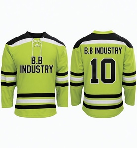 Jersey de Hockey Azul Marino con Franjas Blancas y Naranjas, Cuello con Cordones, Número Personalizado en la Espalda, Uniforme de Hockey sobre Hielo Sublimado - Product Image 2