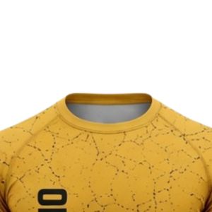 Maillot de compression à manches longues jaune doré, imprimé craquelé, respirant, sublimé, pour entraînement sportif et gym - Product Image 5