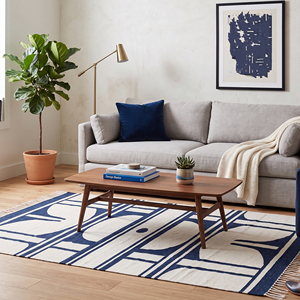 Tapis de sol artisanal en coton, style bohème, lavable, antidérapant, écologique, adapté aux animaux domestiques, fin, imprimé au bloc, tissage plat, pour salon - Product Image 3