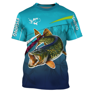 Fabricant de vêtements de pêche en polyester par sublimation personnalisée, t-shirts de pêche à col ras du cou pour commandes en gros - Product Image 2