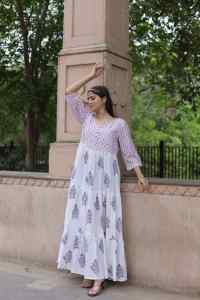 Robe Courte Imprimée à la Main Indienne pour Femme, Robe d'Été Décontractée en Coton, Robe Longue Style Bohème, Taille Naturelle, Tissu - Product Image 6