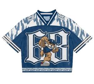 Camiseta de fútbol retro de poliéster personalizada con estampado, estilo urbano, holgada, de malla, para verano - Product Image 5