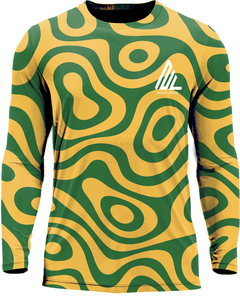 เสื้อตกปลาโพลีเอสเตอร์กันแดดขายส่ง แขนยาว สีเหลืองเขียวลายพราง เสื้อยืดตกปลาแขนยาว ขายส่งจำนวนมาก - Product Image 1