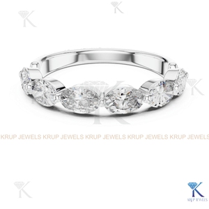 แหวนแต่งงานเพชรทรงมาร์คีส์ CVD HPHT แบบสั่งทำพิเศษ วงแหวนครึ่งวง 14K 18K ทองคำแท้ สำหรับเจ้าสาวและเจ้าบ่าว ของขวัญ - Product Image 4