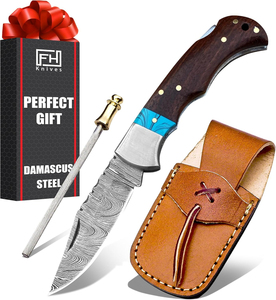 Beautiful Custom Handmade Damascus Steel Folding Knife 1 Blade <b>Drop</b> Point Ram Horn Handle High Durability DIY Grade - Product Image 6
