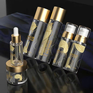 Top Wholesale Unalilia Luxury Transparent PET Silk Screen Printed Cylinder Cosmetic Packaging Plastic <b>Bottle</b> Jar Pump Sprayer - Product Image 3