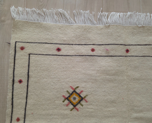 Tapis noué à la main de luxe marocain en laine orange et blanche, rembourré, résistant aux taches, antidérapant, pour prière, salon, hôtel, lavable à la main - Product Image 3