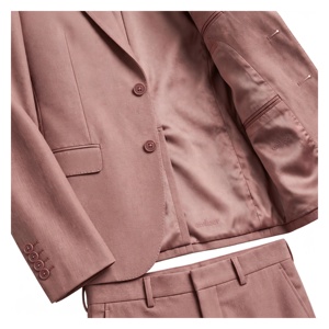 Costume d'affaires rose en polyester pour homme AMKOOR ENTERPRISES, style britannique, simple boutonnage, col cranté, anti-plis, 340g, coupe classique - Product Image 6