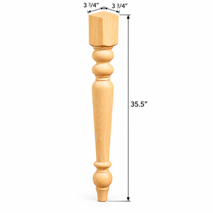 Pata de mesa de madera maciza, base de mesa redonda de estilo tradicional, 35.5 pulgadas, para uso en el hogar u oficina, fácil instalación - Product Image 2