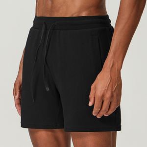 Shorts Bermuda en Coton Noir pour Homme, Taille Élastique avec Cordon de Serrage, Coupe Mi-Haute, Décontracté, Respirant, en Tricot avec Poches - Product Image 4