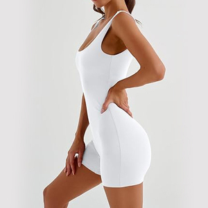 จั๊มสูทโยคะสีขาวลายริบบิ้นสำหรับผู้หญิง ช่วยกระชับหน้าท้อง ชุดออกกำลังกายแบบชิ้นเดียว ผ้าไม่บางจนมองทะลุได้ - Product Image 3