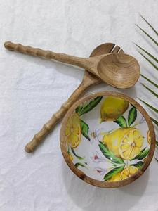 Bol à salade en bois véritable de qualité supérieure, de forme ronde, en bois naturel poli, pour la maison et la cuisine, en provenance d'Inde. - Product Image 3