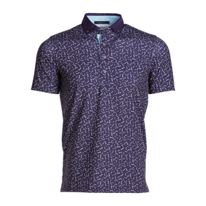 Chemise à manches courtes pour homme, couleur violette, style décontracté, coupe classique, respirante, séchage rapide, tissu en polyester tricoté - Product Image 1