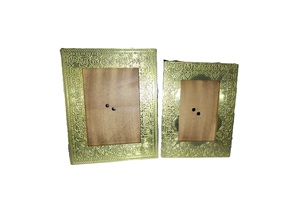 Rectangle Metal Photo <b>Frame</b> with Embossed Pattern Brass Finish Durable Decorative Home Wall Art - Product Image 3