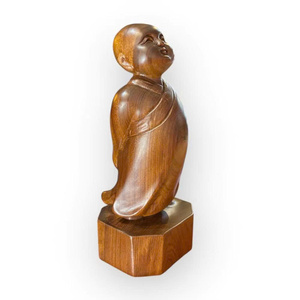 Petite sculpture de moine sculptée à la main en bois de rose, décoration de table pour la méditation, thème bouddhiste - Product Image 6