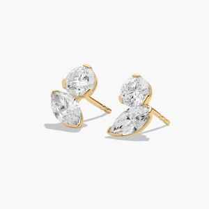 Boucles d'oreilles Toi et Moi avec diamants de laboratoire taille marquise en or rose 14 carats - Product Image 4