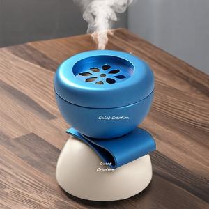 Sky Blue Wooden Aroma Diffuser Handmade Essential <b>Oil</b> and Bakhoor <b>Burner</b> for Home Fragrance and Relaxation Decor - Product Image 1
