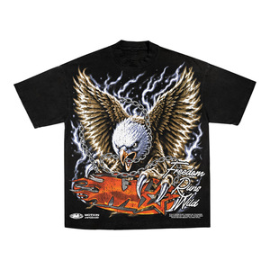 T-shirt à manches courtes pour homme en coton 100% imprimé sérigraphié Wild Eagle, coupe classique, col roulé, jersey formel - Product Image 1
