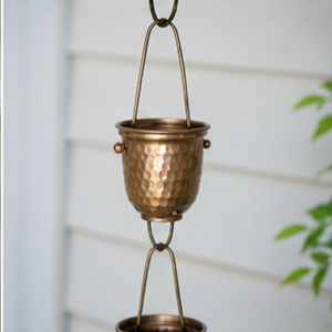 โซ่ทองแดงตกแต่งสวนกลางแจ้ง ประดับตกแต่งน้ำไหลแบบแขวน สไตล์หรูหรา - Product Image 4