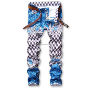 กางเกงยีนส์ขาตรงผู้ชายขาตรงกางเกงเล่นสเก็ตของผู้ชายกางเกงยีนส์ขาตรงแบบดั้งเดิมออกแบบได้ตามต้องการ - Product Image 3