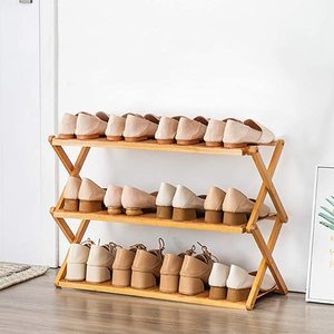 Foldable <b>Pine</b> Wood Shoe Rack Multi-Functional Free Standing Shoe <b>Shelf</b> Organizer for Home Storage - Product Image 3