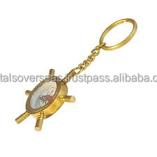 Vintage brass compass keychain ship wheel design metal navigation key holder nautical theme keyring for <b>gift</b> and souvenir use - Product Image 3