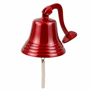 Cloche de bateau nautique moderne avec corde de tirage, cloche décorative murale en aluminium faite à la main pour la décoration maritime de la maison - Product Image 3