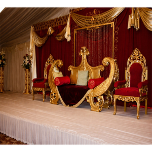 Juego de Muebles Reales para Boda Asiática, Sofá de Dos Plazas Chapado en Oro, Estilo Barco, Melbourne - Product Image 1