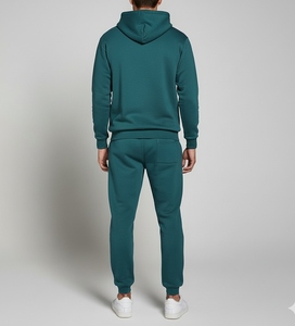 Conjunto de Pantalones y Sudadera con Capucha de Felpa para Hombre, Color Verde Azulado, Estilo Casual para Otoño, 100% Algodón, 300g - Product Image 3
