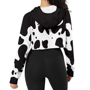 Conjunto de Sudadera con Capucha Corta para Mujer, de Alta Calidad, 100% Algodón, Sublimada, Personalizada, con Bordado Frontal, Estilo Urbano Holgado - Product Image 4