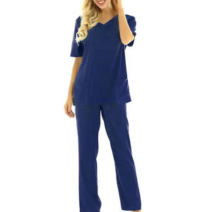 Nouvelle Collection – Ensemble Blouse et Pantalon Médical Femme Bleu Royal Col V Manches Courtes en Coton et Polyester – Tenue d'Infirmière et Vêtement de Travail Hospitalier – Meilleures Ventes - Product Image 5