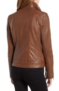 Veste en cuir véritable matelassée élégante pour femmes, tendance, moderne, ajustement personnalisable, durable et respirante - Product Image 3