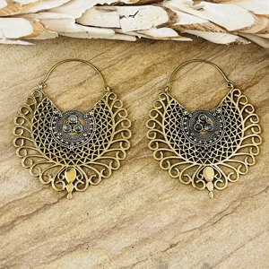 Aros de Latón con Diseño Tribal de Última Moda para Mujer, Acabado en Latón Antiguo, Joyería Étnica para Venta al por Mayor/OEM/ODM - Product Image 1