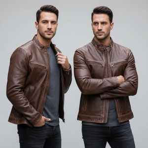 Vestes en cuir d'hiver confortables et douces pour hommes, vestes en cuir décontractées, qualité supérieure, vêtements d'extérieur élégants, cuir souple - Product Image 6