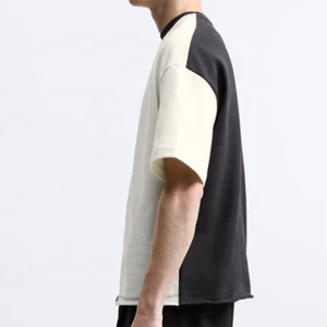 T-shirt décontracté pour homme en coton tricoté minimaliste, col rond, manches courtes, coupe ample, respirant, écologique, séchage rapide, idéal pour l'été - Product Image 5