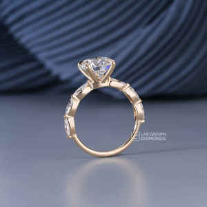 Anillo de Oro Amarillo de 14 Quilates con Diamantes Cultivados en Laboratorio de Múltiples Formas, Anillo de Lujo para Mujer con 7 Piedras de Corte Marquesa y Redondo, Calidad EF, 3.82ctw - Product Image 4