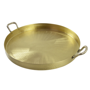 Atractivo Plato de Servir de Latón y Acero Inoxidable, Base de Diseño y Metal Sólido de Buena Calidad, Color Dorado y Plateado - Product Image 2