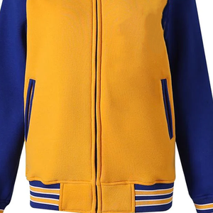 เสื้อแจ็คเก็ต SGRho Royal & Gold Fleece Varsity - แขนเสื้อทำจากผ้าขนสัตว์สั่งทำพิเศษ สีน้ำเงินและสีทอง - เสื้อแจ็คเก็ต Letterman Bomber สไตล์กรีกสำหรับผู้ชาย - Product Image 5