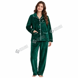 Conjunto de Pijama de Forro Polar Suave para Mujer, Ropa de Dormir de Manga Larga de Dos Piezas, Ropa de Casa Cálida de Forro Polar - Product Image 2