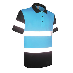 Reflective Breathable Eco-Friendly <b>Canvas</b> Men's Safety for Shirts with Custom Logo Hi Vis Workwear Short Sleeve - Product Image 3