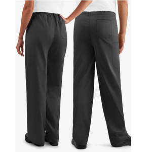 Ensemble de blouses et pantalons d'hôpital noirs pour femmes en coton et polyester tissé, sans coutures, thermocollées - Product Image 2