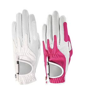 Gants de golf synthétiques pour femmes, coupe compressée, blanc et bleu, pour gaucher, couleurs personnalisées, logo personnalisé, doux, respirants, en cuir. - Product Image 1