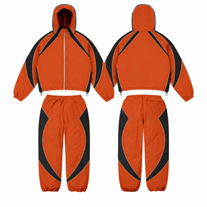 Unisex Custom Screen Printed 2 Piece <b>Trouser</b> <b>and</b> Hood <b>Jacket</b> Water Proof PU 100% Nylon Panels Work Windbreaker Tracksuit - Product Image 5